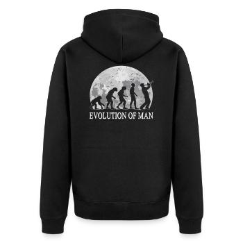 Trompete Evolution Trompeter - Unisex Premium Bio Zip Hoodie - Schwarz - Hinten - Nico (187cm)