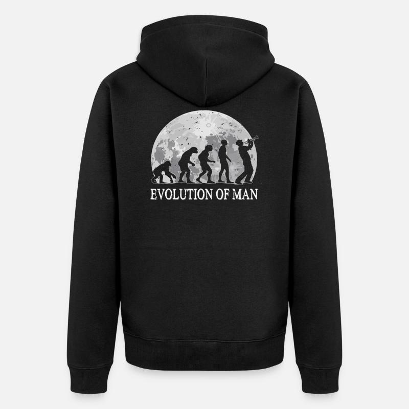 Trompete Evolution Trompeter - Unisex Premium Bio Zip Hoodie - Schwarz