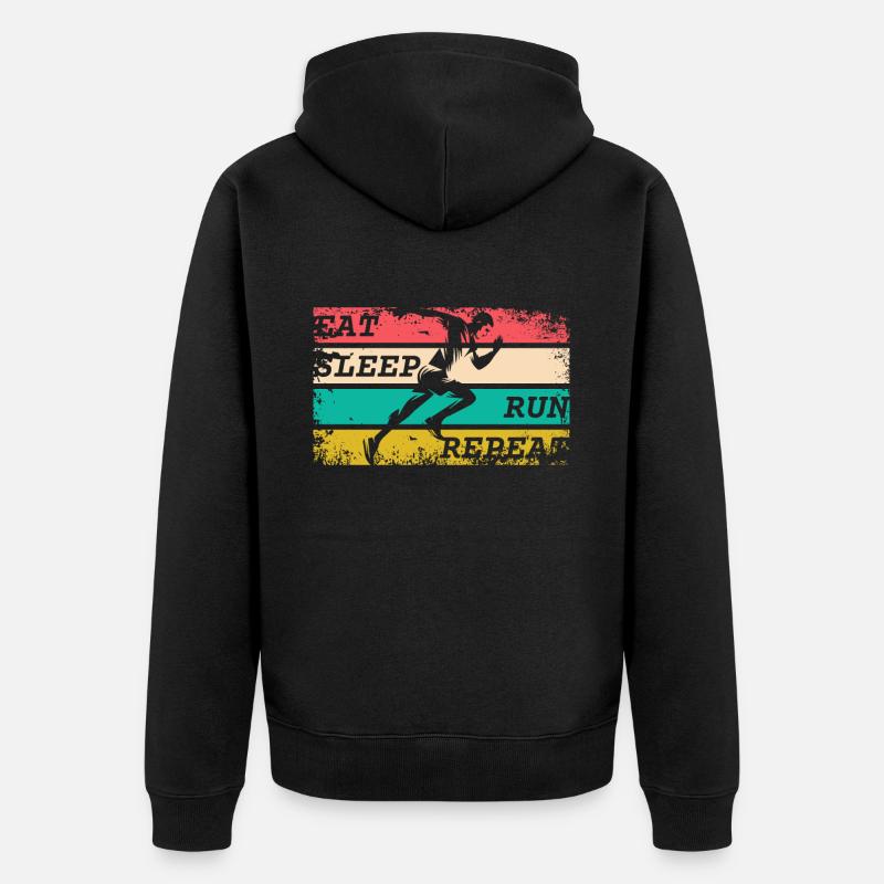 EAT SLEEP RUN REPEAT - Unisex Premium Bio Zip Hoodie - Schwarz