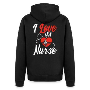 J'aime mon infirmière - Veste à capuche bio Premium Unisexe - noir - Dos - Nico (187cm)