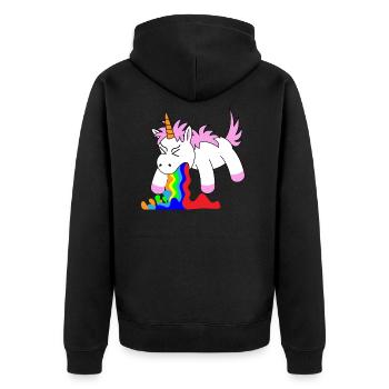 Lustiges Einhorn Einhörner - Unisex Premium Bio Zip Hoodie - Schwarz - Hinten - Nico (187cm)