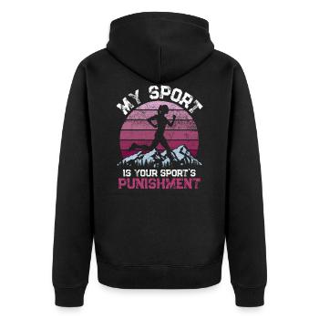 Jogger de coureur drôle en cours d'exécution cardio fitness - Veste à capuche bio Premium Unisexe - noir - Dos - Nico (187cm)