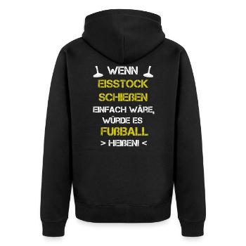 Eisstock Stocksport Stockschießen Spruch Lustig - Unisex Premium Bio Zip Hoodie - Schwarz - Hinten - Nico (187cm)