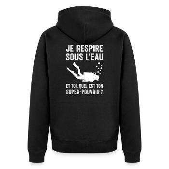 Plongeur Je respire sous l'eau - Veste à capuche bio Premium Unisexe - noir - Dos - Nico (187cm)