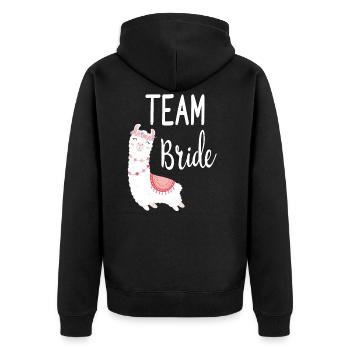 Team Bride Braut Alpaca Lama Alpaka JGA Party - Unisex Premium Organic Zip Hoodie - black - Back - Nico (187cm)