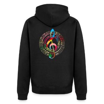 Musik Musikliebhaber Violinschlüssel - Unisex Premium Bio Zip Hoodie - Schwarz - Hinten - Nico (187cm)
