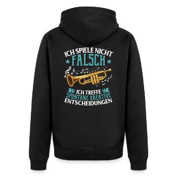 Lustiger Spruch Trompete Trompeter Bigband Musiker - Unisex Premium Bio Zip Hoodie - Schwarz - Hinten - Nico (187cm)