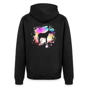 Esel Im Farbklecks I Lustige Tier Kunst Farbspritz - Unisex Premium Bio Zip Hoodie - Schwarz - Hinten - Nico (187cm)