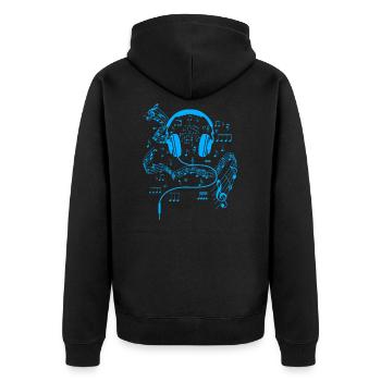 Musikliebhaber Musik Kopfhörer - Unisex Premium Bio Zip Hoodie - Schwarz - Hinten - Nico (187cm)