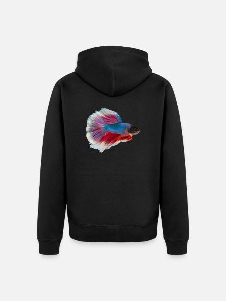 Poissons de combat siamois Poissons d'aquarium Kafi - Veste à capuche bio Premium Unisexe - noir