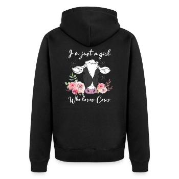 Juste une fille qui vaches aime la vache - Veste à capuche bio Premium Unisexe - noir - Dos - Nico (187cm)