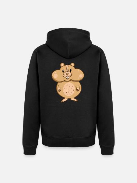 Hamster with thick cheeks - Unisex Premium Organic Zip Hoodie - black