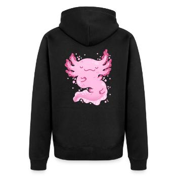 Axolotl - Unisex Premium Organic Zip Hoodie - black - Back - Nico (187cm)