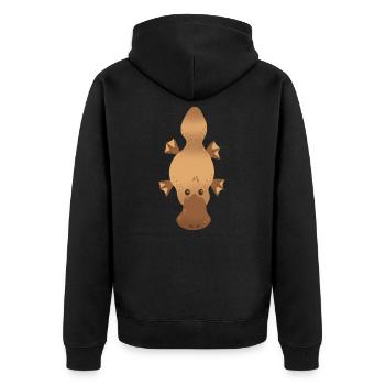 Schnabeltier - Unisex Premium Bio Zip Hoodie - Schwarz - Hinten - Nico (187cm)