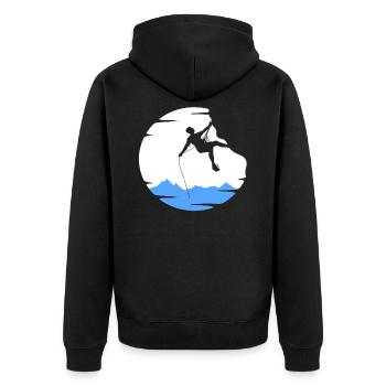 KLETTERN KLETTERER - Unisex Premium Bio Zip Hoodie - Schwarz - Hinten - Nico (187cm)