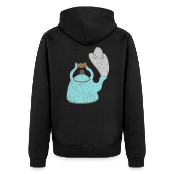 Kettle - Unisex Premium Organic Zip Hoodie - black - Back - Nico (187cm)