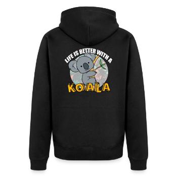 Life is better with a koala bear koala - Unisex Premium Organic Zip Hoodie - black - Back - Nico (187cm)