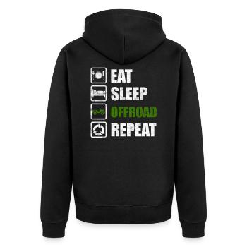 Eat Sleep Offroad Repeat Overland 4x4 Geländewagen - Unisex Premium Bio Zip Hoodie - Schwarz - Hinten - Nico (187cm)