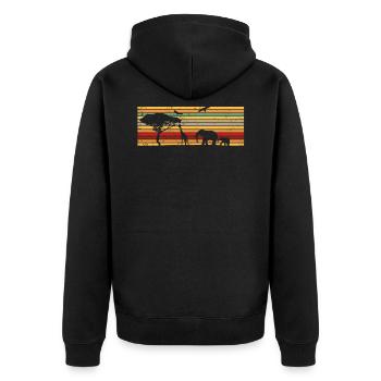 Éléphant d'Afrique girafe vintage - Veste à capuche bio Premium Unisexe - noir - Dos - Nico (187cm)