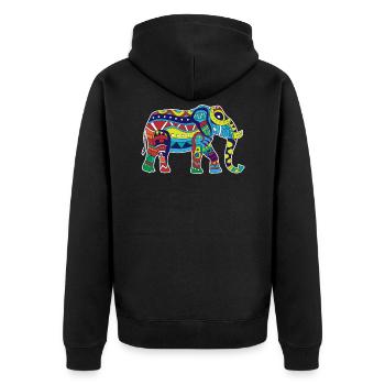 Éléphant coloré - Veste à capuche bio Premium Unisexe - noir - Dos - Nico (187cm)