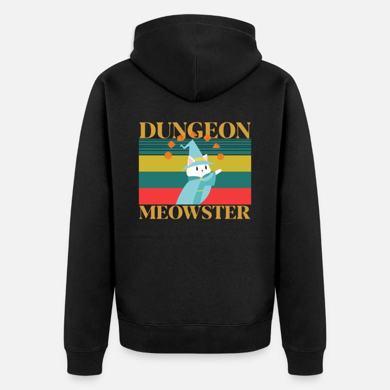 Donowon chat rétro meowster - cadeau de dés rpg - Veste à capuche bio Premium Unisexe - noir