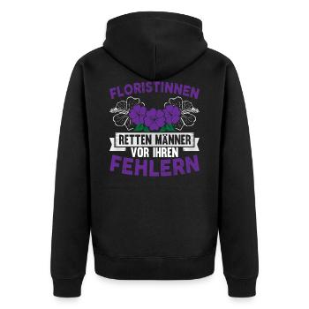Floristinnen Florist - Unisex Premium Bio Zip Hoodie - Schwarz - Hinten - Nico (187cm)