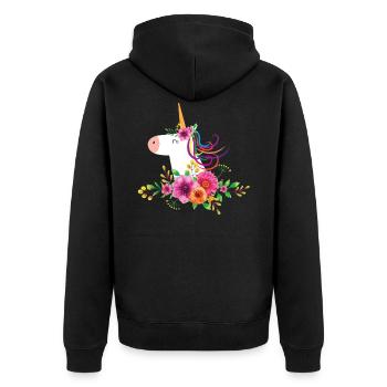 Horse equine unicorn - Unisex Premium Organic Zip Hoodie - black - Back - Nico (187cm)