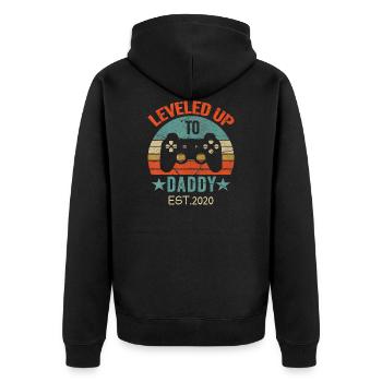 Vintage Leveled Up To Daddy EST 2020 befördert zu - Unisex Premium Bio Zip Hoodie - Schwarz - Hinten - Nico (187cm)