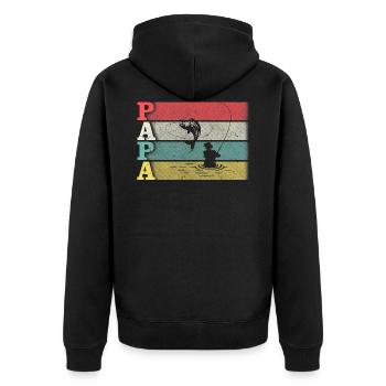 Vintage Retro Fischen Papa Shirt Lustige Papa Väter - Unisex Premium Bio Zip Hoodie - Schwarz - Hinten - Nico (187cm)