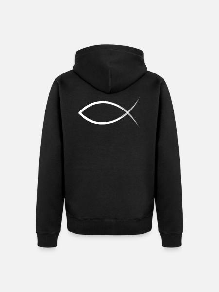 Ichthys Christenfisch Christentum Fisch Symbol - Premium økologisk unisex-hættejakke - sort