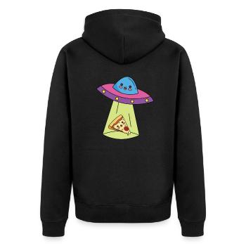 Ufo Pizza Comic Filles mignonnes mecs - Veste à capuche bio Premium Unisexe - noir - Dos - Nico (187cm)