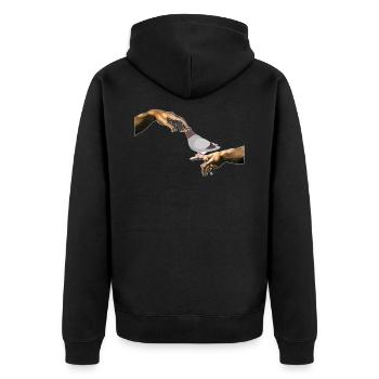Michelangelo Erschaffung Taube Taubenzucht Kunst - Unisex Premium Bio Zip Hoodie - Schwarz - Hinten - Nico (187cm)