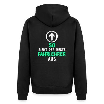 So sieht der beste Fahrlehrer aus Geschenk - Unisex Premium Bio Zip Hoodie - Schwarz - Hinten - Nico (187cm)