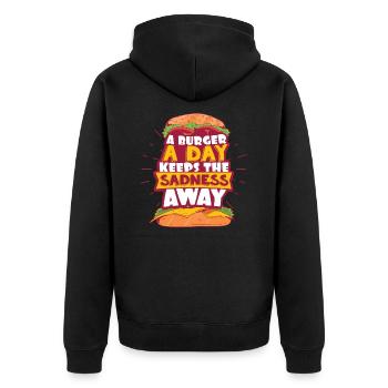 Burger - Unisex Premium Bio Zip Hoodie - Schwarz - Hinten - Nico (187cm)