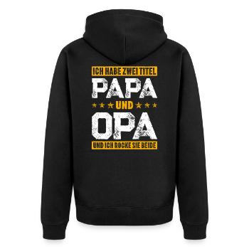 Papa Opa zwei Titel Vatertag Opa Loading Geschenk - Unisex Premium Bio Zip Hoodie - Schwarz - Hinten - Nico (187cm)