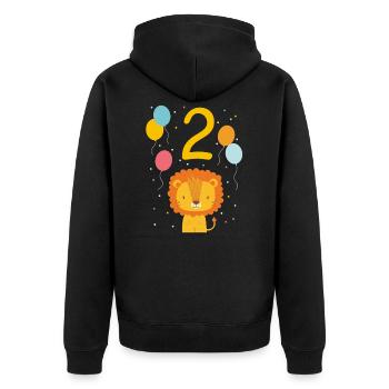 2ème anniversaire T-shirt de l’anniversaire Lion Deuxième Naissance - Veste à capuche bio Premium Unisexe - noir - Dos - Nico (187cm)