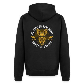 Sie Stellen Wohl Gerne Unnötige Fragen Känguru - Unisex Premium Bio Zip Hoodie - Schwarz - Hinten - Nico (187cm)