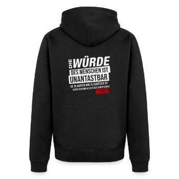 Grundgesetz Artikel 1 Die Würde des Menschen ... - Unisex Premium Bio Zip Hoodie - Schwarz - Hinten - Nico (187cm)