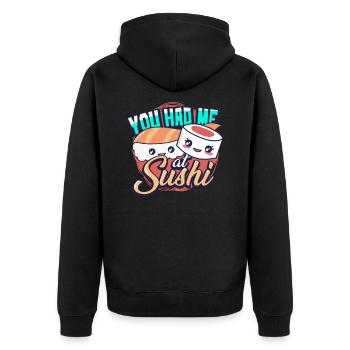 Sushi - Unisex Premium Bio Zip Hoodie - Schwarz - Hinten - Nico (187cm)