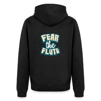 Flöte - Unisex Premium Bio Zip Hoodie - Schwarz - Hinten - Nico (187cm)