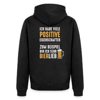 Bierlieb Bierschutzverein lustiger Bier Fun Spruch - Unisex Premium Bio Zip Hoodie - Schwarz - Hinten - Nico (187cm)