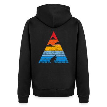 Retro Mole Sunset Vole Shrew Gift - Unisex Premium Organic Zip Hoodie - black - Back - Nico (187cm)