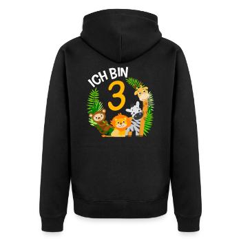 3. Geburtstag Geburtstagsshirt Dschungel Dritter - Unisex Premium Bio Zip Hoodie - Schwarz - Hinten - Nico (187cm)