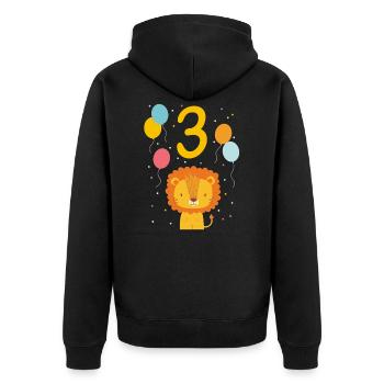 3. Geburtstag Geburtstagsshirt Löwe Dritter Geb - Unisex Premium Bio Zip Hoodie - Schwarz - Hinten - Nico (187cm)