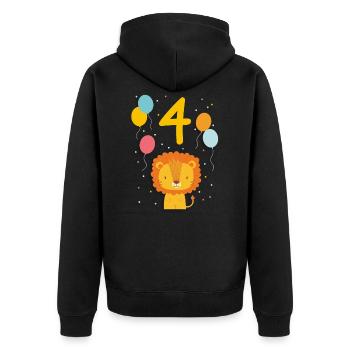 4. Geburtstag Geburtstagsshirt Löwe Vierter Geb - Unisex Premium Bio Zip Hoodie - Schwarz - Hinten - Nico (187cm)