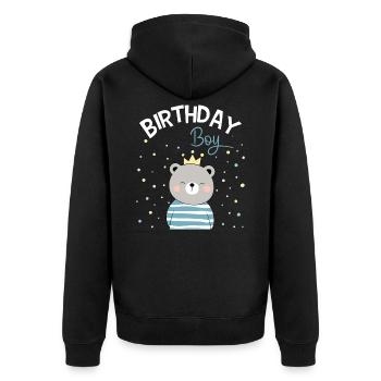 Geburtstagskind Kindergeburtstag Birthday Boy - Unisex Premium Bio Zip Hoodie - Schwarz - Hinten - Nico (187cm)