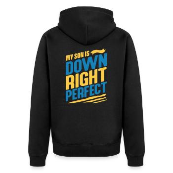 Trisomie 21 du syndrome de Down - Veste à capuche bio Premium Unisexe - noir - Dos - Nico (187cm)