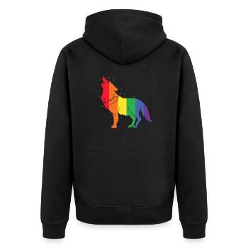 Gay Wolf Rainbow Gay Pride LGBT Gift - Unisex Premium Organic Zip Hoodie - black - Back - Nico (187cm)