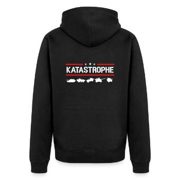 KATASTROPHE Army Militär Bundesweer Defence - Unisex Premium Bio Zip Hoodie - Schwarz - Hinten - Nico (187cm)