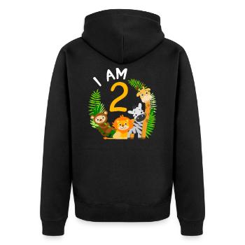 2ème anniversaire chemise anniversaire jungle second - Veste à capuche bio Premium Unisexe - noir - Dos - Nico (187cm)